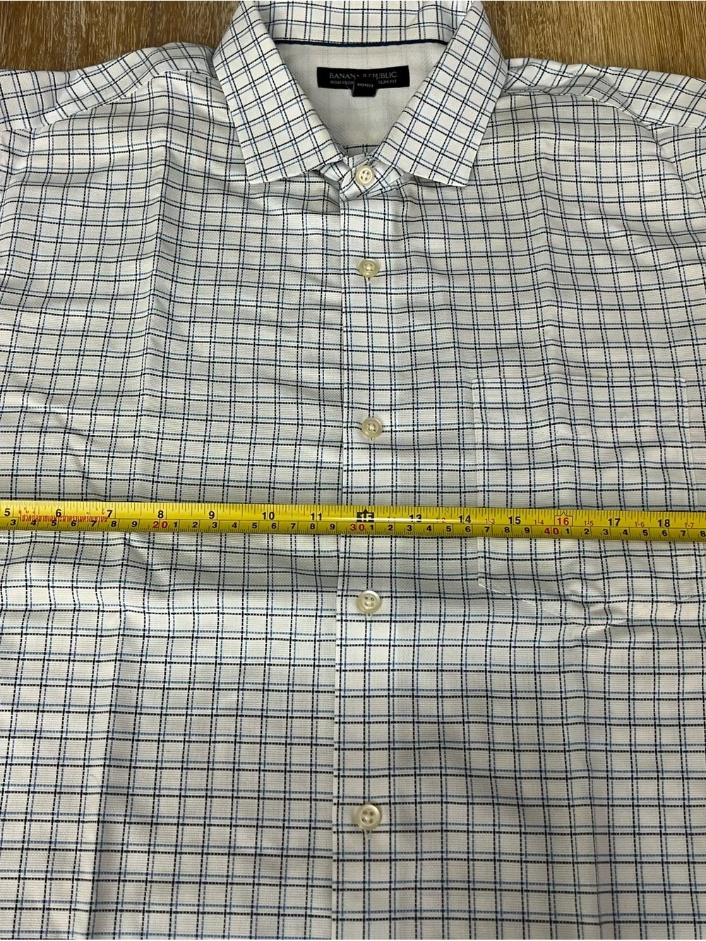 Banana Republic White Shirt with Blue Windowpane Check